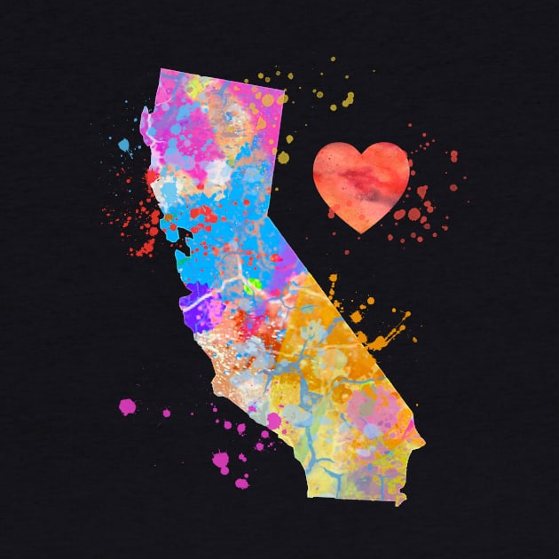 Love California CA Home Paint Splatter Artsy Bright Gift Diea by joannejgg